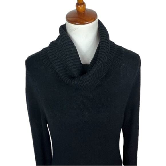 Soft Surroundings Black Fringe Cowl Neck Midi Sweater Dress Size XS - Picture 5 of 7